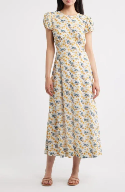 Doen Dôen Rhodia Floral Organic Cotton Midi Dress In Multi