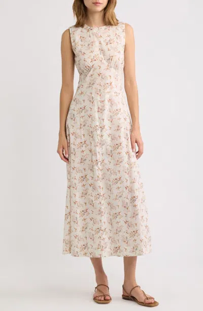 Doen Dôen Riona Organic Cotton Midi Dress In Creme Windswept Meadow