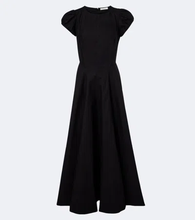 Doen Dôen Rivelle Cotton Poplin Midi Dress In Black