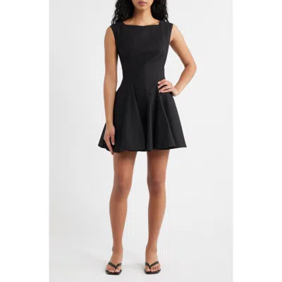 Doen Dôen Riviette Fit & Flare Poplin Minidress In Black