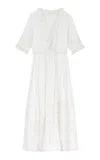 Doen Rosabella Embroidered Organic Cotton Midi Dress In White