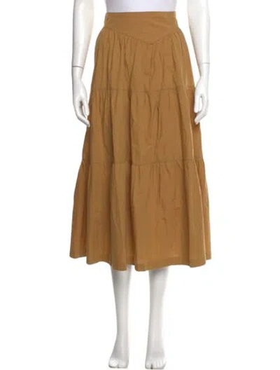 Pre-owned Doen Ruffle Embellishment Midi Length Skirt In Brown