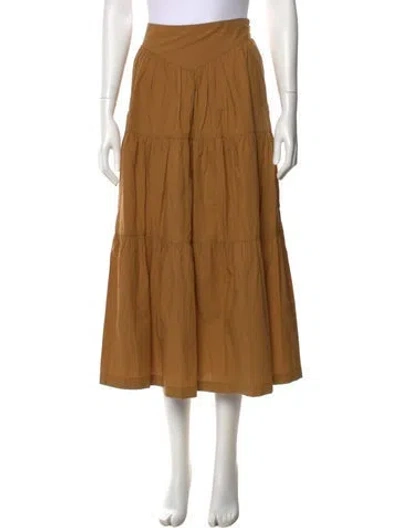 Pre-owned Doen Ruffle Embellishment Midi Length Skirt In Brown