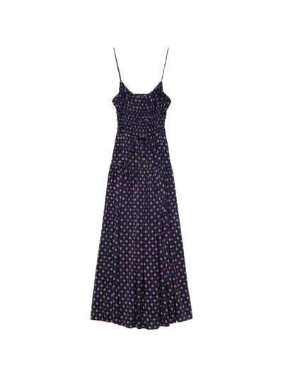 Doen Safia Foulard-print Lace-up Maxi Dress In Blue