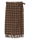 Doen Saskia Checked Midi Skirt In Brown