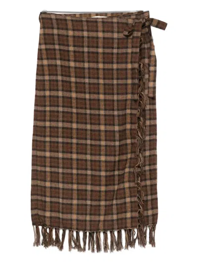 DOEN SASKIA CHECKED MIDI SKIRT