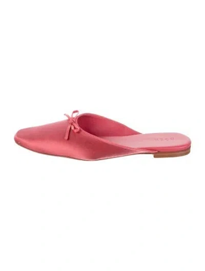 Pre-owned Doen Satin Bow Accents Mules In Pink