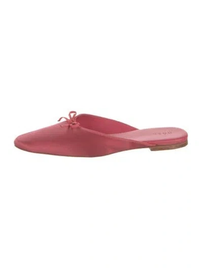 Pre-owned Doen Satin Bow Accents Mules In Pink