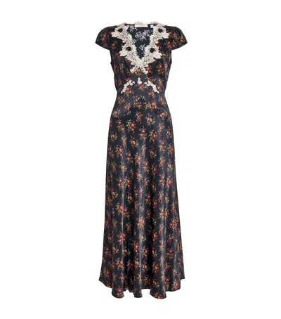 Doen Satin Floral Coraline Midi Dress