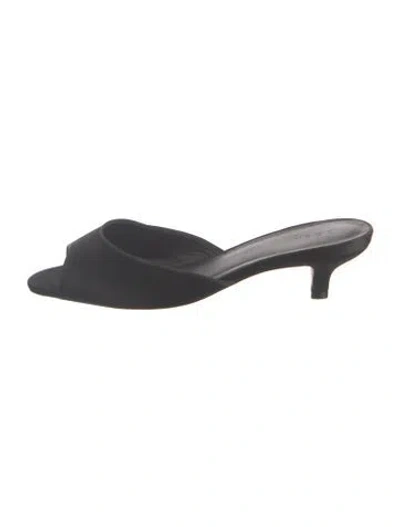 Pre-owned Doen Satin Grosgrain Trim Mules In Black