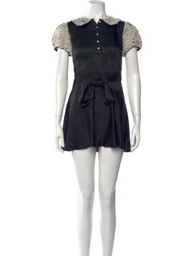 Pre-owned Doen Satin Mini Dress In Black