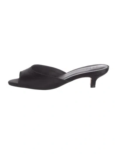 Pre-owned Doen Satin Mules In Black