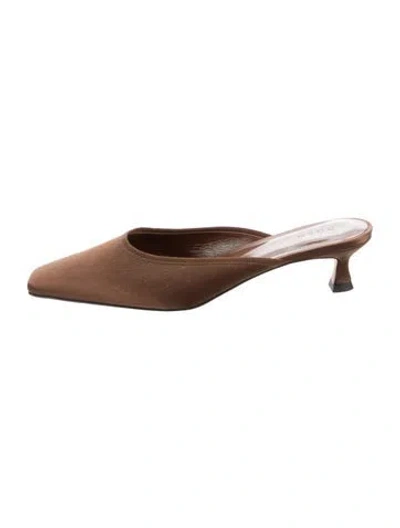 Pre-owned Doen Satin Mules In Brown