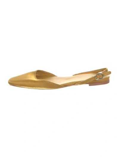 Pre-owned Doen Satin Mules In Yellow