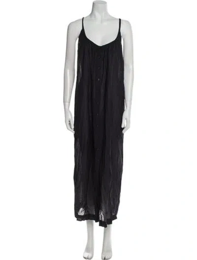 Pre-owned Doen Scoop Neck Long Dress In Black