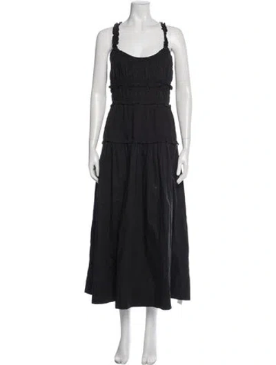 Pre-owned Doen Scoop Neck Long Dress In Black