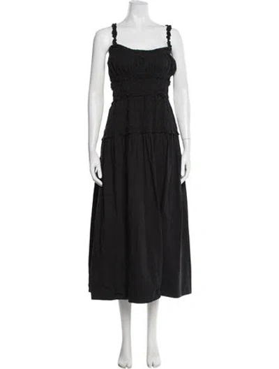 Pre-owned Doen Scoop Neck Long Dress In Black