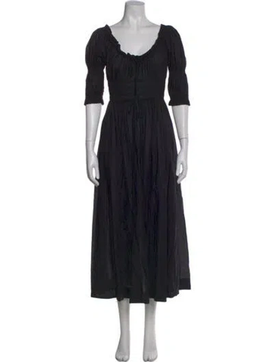 Pre-owned Doen Scoop Neck Long Dress In Black