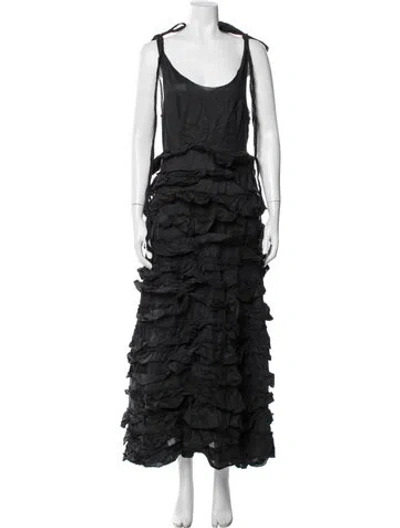 Pre-owned Doen Scoop Neck Long Dress In Black