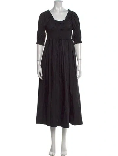 Pre-owned Doen Scoop Neck Long Dress In Black