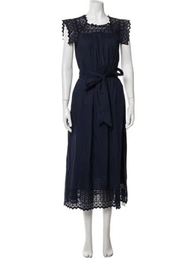 Pre-owned Doen Scoop Neck Long Dress In Blue
