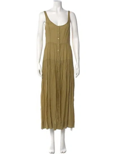 Pre-owned Doen Scoop Neck Long Dress In Green