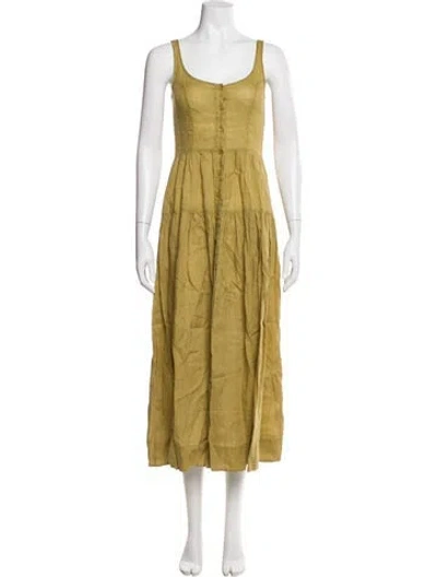 Pre-owned Doen Scoop Neck Long Dress In Green