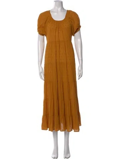 Pre-owned Doen Scoop Neck Long Dress In Orange