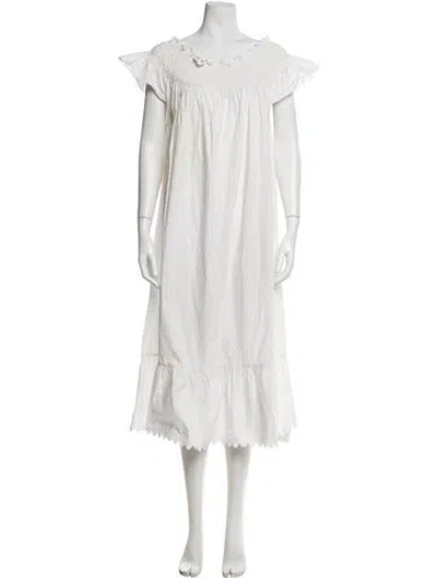 Pre-owned Doen Scoop Neck Long Dress In White