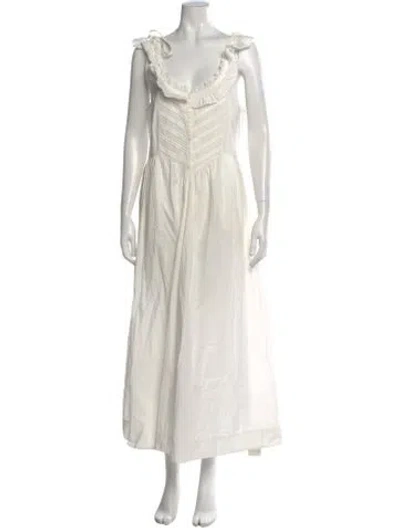 Pre-owned Doen Scoop Neck Long Dress In White