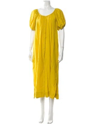 Pre-owned Doen Scoop Neck Long Dress In Yellow