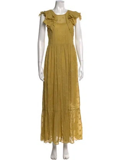 Pre-owned Doen Scoop Neck Long Dress In Yellow