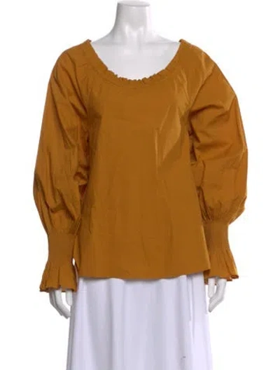 Pre-owned Doen Scoop Neck Long Sleeve Blouse In Yellow