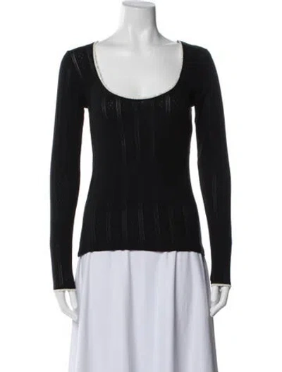 Pre-owned Doen Scoop Neck Long Sleeve Top In Blue