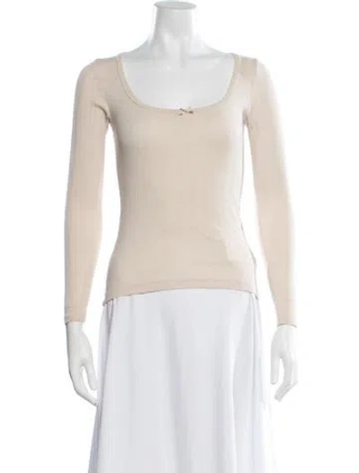 Pre-owned Doen Scoop Neck Long Sleeve Top In Neutral