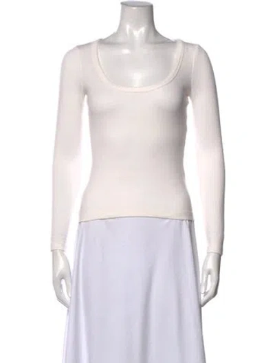 Pre-owned Doen Scoop Neck Long Sleeve Top In Neutrals