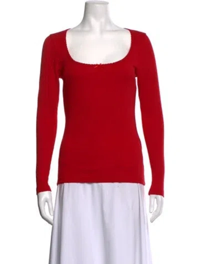 Pre-owned Doen Scoop Neck Long Sleeve Top W/ Tags In Red