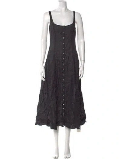 Pre-owned Doen Scoop Neck Midi Length Dress In Black