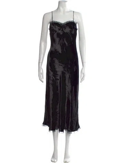 Pre-owned Doen Scoop Neck Midi Length Dress In Black