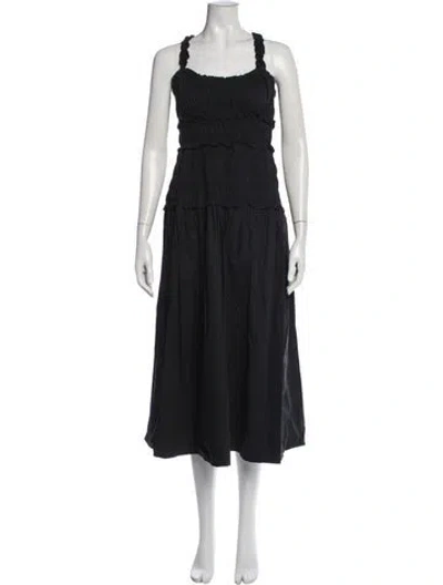 Pre-owned Doen Scoop Neck Midi Length Dress In Black