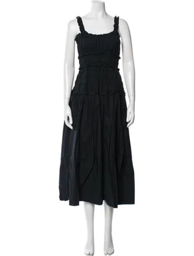 Pre-owned Doen Scoop Neck Midi Length Dress In Black