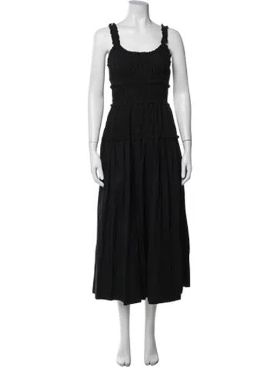 Pre-owned Doen Scoop Neck Midi Length Dress In Black