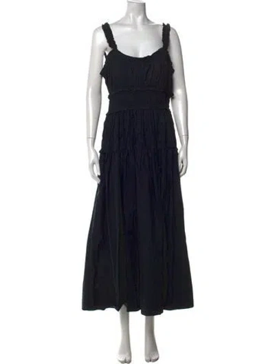Pre-owned Doen Scoop Neck Midi Length Dress In Black