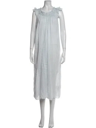 Pre-owned Doen Scoop Neck Midi Length Dress In Blue