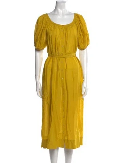 Pre-owned Doen Scoop Neck Midi Length Dress In Green