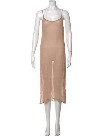 Pre-owned Doen Scoop Neck Midi Length Dress In Neutral