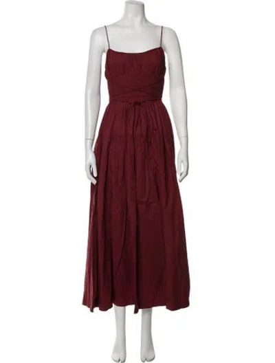 Pre-owned Doen Scoop Neck Midi Length Dress In Red
