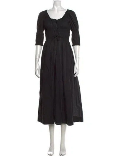 Pre-owned Doen Scoop Neck Midi Length Dress W/ Tags In Black