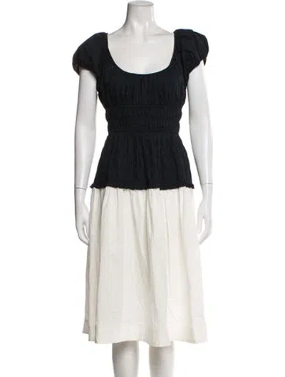 Pre-owned Doen Scoop Neck Midi Length Dress In White