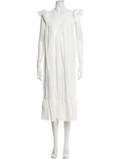 Pre-owned Doen Scoop Neck Midi Length Dress In White